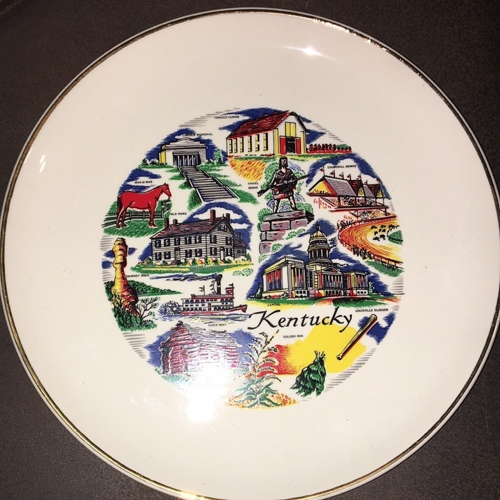 Kentucky Kitsch Tourist Souvenir Ceramic Collectible Plate Vintage 1960s - Picture 6 of 17